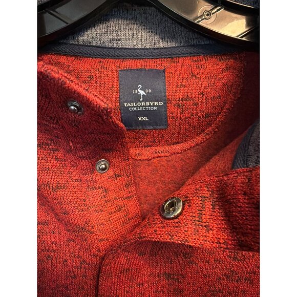 Tailorbyrd Collection Red Heathered Pullover Sweater With Button Collar XXL - Picture 2 of 3